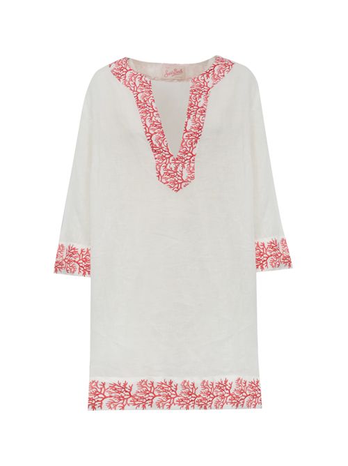Abito tunica Macha in lino con stampa corallo Mc2 Saint Barth | MACHA06861H LINEN CORAL 1041